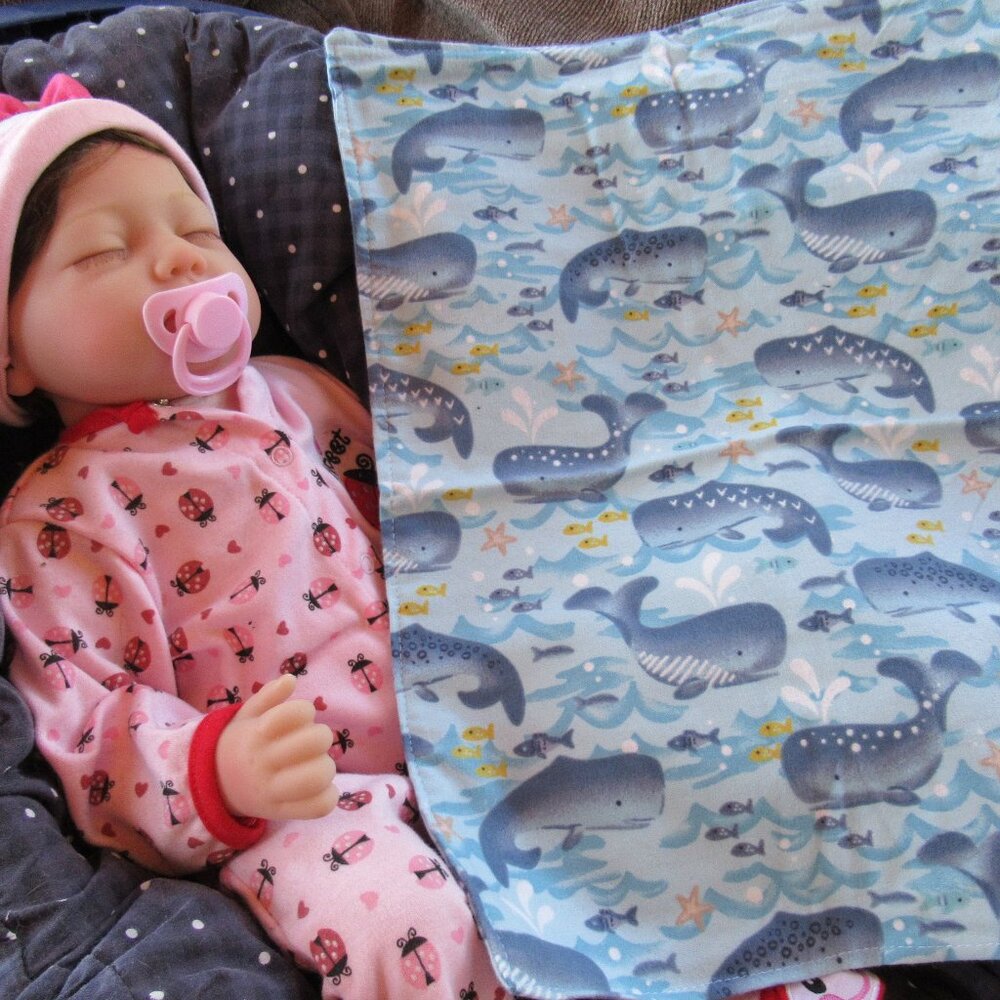 Baby burp cloth flannel burp rag changing pad pet mat nap blanket whales ocean